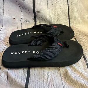 Rocket Dog Women’s Sunset Black Webbing Thick Strap Foam Flip Flops Size 8/9‎ ??